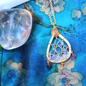Amethyst & Tourmaline Dreamcatcher Necklace